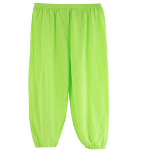 人棉韩版凉爽男女童棉绸防蚊裤人造棉亲子空调房裤子九分裤条纹男