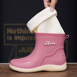 2023新款女式雨鞋冬季加棉加绒中筒雨靴工作防滑时尚胶鞋成人水鞋