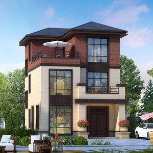 【3137】80平新农村别墅设计图纸欧式三层自建小洋楼设计图带露台