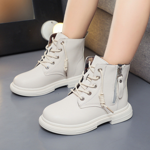 女童马丁靴儿童靴子2021秋冬季新款女孩白色单靴洋气小学生短靴潮