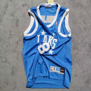 黑曼巴科比8号 洛杉矶湖人队复古mpls浅蓝色球衣 通用大码 篮球服