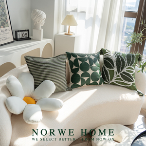 NORWE客厅沙发抱枕绿色系类拼组合接现代简约枕套靠枕背床头靠垫