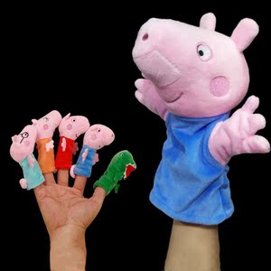 手偶手指偶表演动物手偶木偶手偶仿真绒布艺小猪佩奇手偶指偶小猪