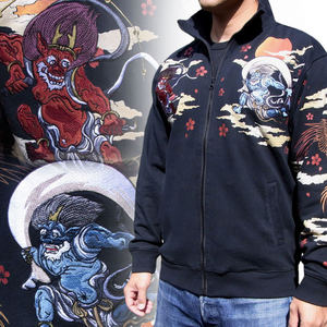 仏喜罗坊横须贺和柄限量纹身刺青日本刺绣绒衫卫衣开衫男风神雷神