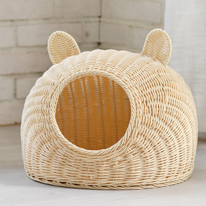 正品藤编猫窝藤编狗窝藤编宠物窝猫头窝手工编织窝四季通用