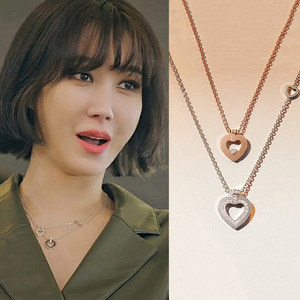 关晓彤同款纯银叠戴爱心项链轻奢小众高级感桃心吊坠潮锁骨链饰品