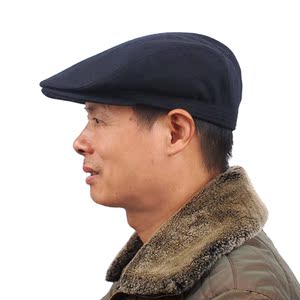 羊毛呢帽子男士春秋季爷爷鸭舌帽男老人帽子男薄款中老年工人帽男