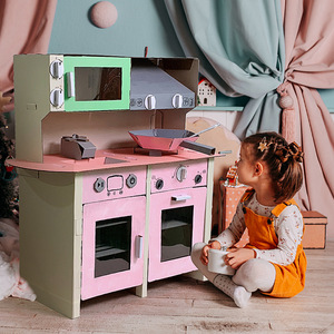 儿童纸板diy玩具一体式厨房幼儿园手工制作仿真立体天然气灶台