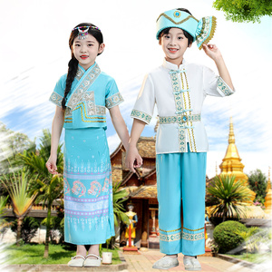 傣族服装儿童女男童男服饰衣服男孩泼水节舞蹈西双版纳云南女童