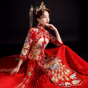 秀禾服新娘2018新款冬季中式婚纱礼服结婚嫁衣敬酒秀和服龙凤褂女