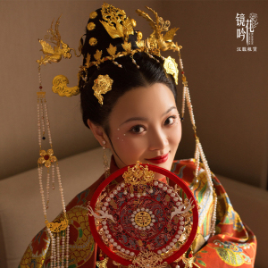 汉服明制挑牌狄髻头面整套出租租赁琉璎芷海龙屯头饰金