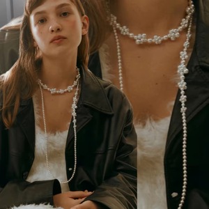 ngbb 小众设计2ways莓果珍珠超长复古优雅玻璃珍珠手工制OT扣项链