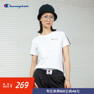 champion冠军2020夏新款女式串标logo袖圆领纯棉短袖t恤潮