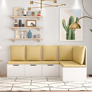 定制卡座家用餐厅靠墙布艺沙发客厅现代简约抽屉储物柜舒适小户型