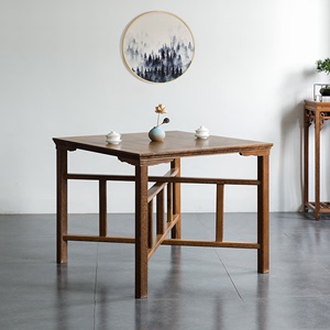 红木鸡翅木餐桌椅组合正方形中式仿古四方老式折叠八仙桌饭桌实木