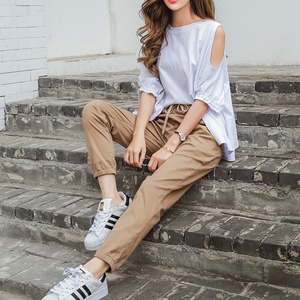 以田旗舰店天猫卡其色裤子女2022新款休闲工装裤女春秋束脚夏季薄款