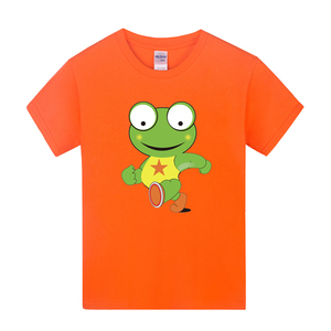 000人付款淘宝青蛙卡通纯棉短袖夏装儿童装学生表演服男女t恤衫亲子装