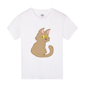 小猫咪卡通纯棉短袖男女上衣服男童女童亲子装动物图案表演服t恤