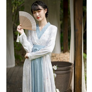 棉麻交领连衣裙汉元素