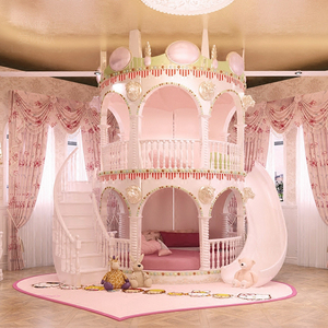 公主城堡床三层滑梯图片