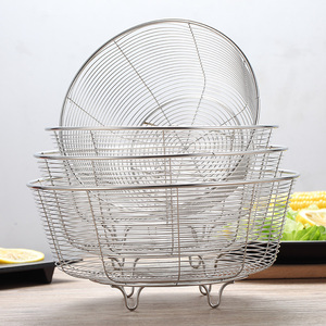 304不锈钢水果篮圆形镂空洗菜篮沥水盆厨房家用洗菜筐水槽控水篮