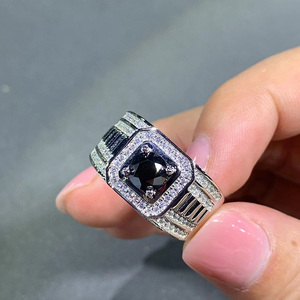 南非天然黑钻霸气男款50分/1克拉裸钻送证书足银pt950托包邮