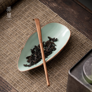 中式汝窑天青茶则茶荷醒茶观茶陶瓷茶道零配件茶勺茶铲家用茶具
