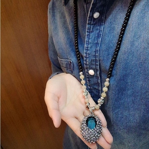 链长项链女时尚款挂件秋冬季休闲女士挂饰脖子中长款大气复古毛衣