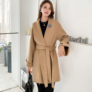 秋冬季新款双面羊绒大衣女小个子高端韩版赫本风系带呢子披肩外套