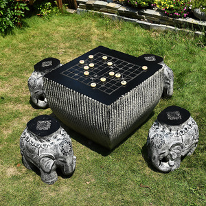 庭院花园创意户外茶桌象棋茶几露天防晒防水茶台室外下棋方桌子