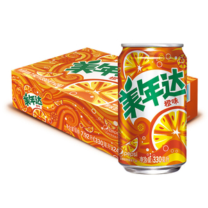 美年达橙味汽水330ml*24听 整箱 罐装橙汁碳酸饮料 北京包邮