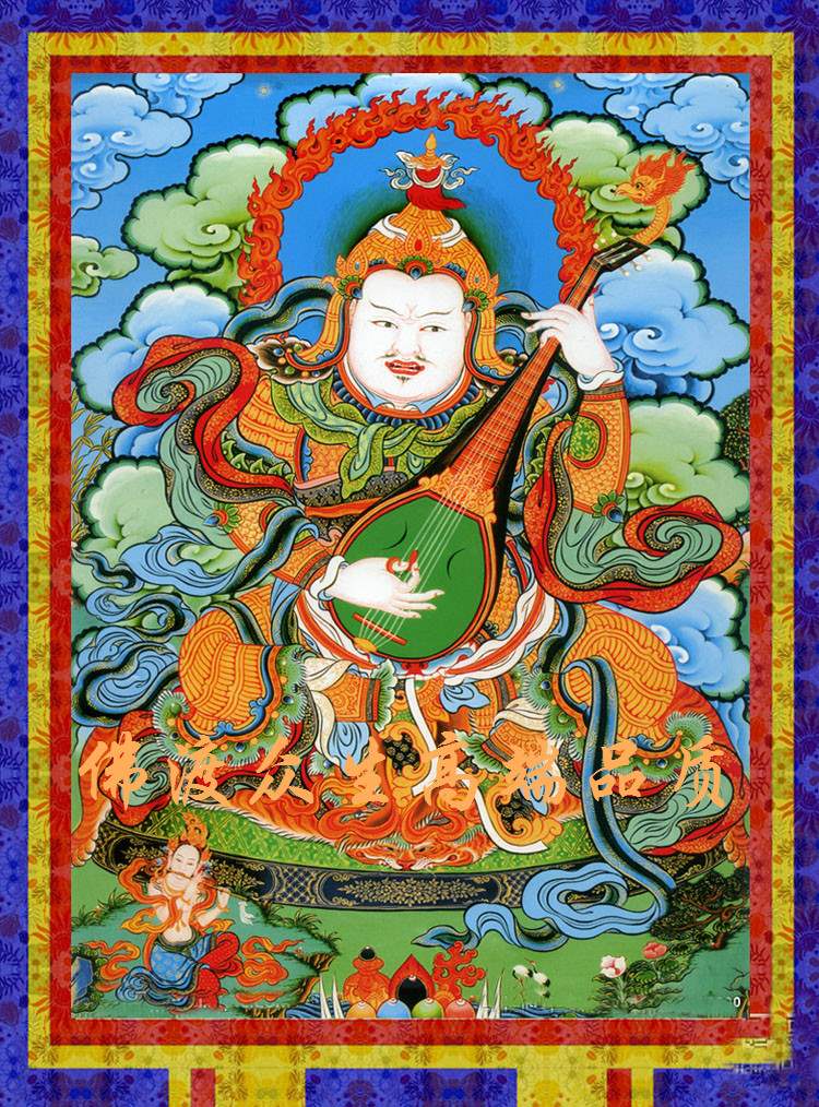 新款西藏佛教唐卡印花十字绣 四大天王金刚东方持国天王十字绣m1