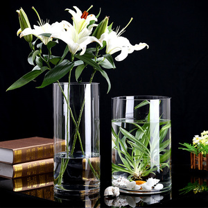 插百合鲜花的玻璃花瓶醒花桶专用大口径龙竹富贵竹大号30cm40高50