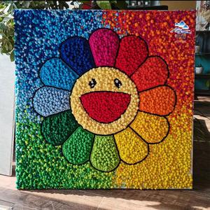 太阳花装饰画diy墙饰毛球画画板带图案手工挂画客厅墙壁画粘贴画