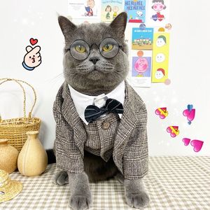 猫咪西装礼服衣服网红蓝猫西服宠物猫猫宠物婚纱结婚衣服领结衬衫