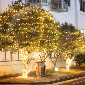 太阳能led小彩灯闪烁户外闪灯串灯防水挂树上的装饰放假布置节日