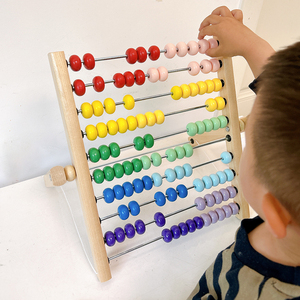 蒙氏早教具木制儿童益智玩具多彩立式10档计算架数学算珠1-3-6岁