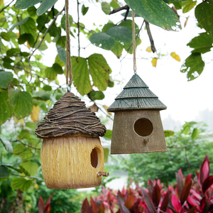 户外庭院子创意仿真鸟屋鸟窝别墅花园艺阳台景观装饰树上挂件树脂