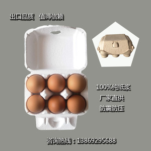 6枚鸡蛋托纸浆蛋盒放鸡蛋的蛋托环保降解纸浆包装盒定制运输防震