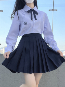 樱花校服圆领长袖女学院风jk泰式泰国高中学生运动会演出班服套装