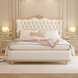 美式轻奢实木床现代简约1.8米欧式双人床法式公主床主卧储物婚床