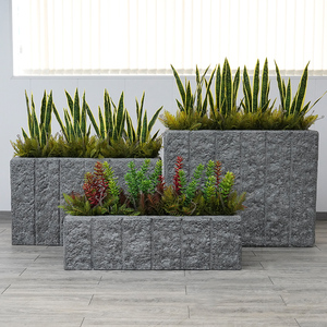 户外长方形仿石玻璃钢花盆组合庭院露台酒店花池阳台种植花箱定制
