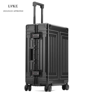 LVKE外交官全铝镁合金拉杆箱20寸男金属登机箱30寸女旅行箱行李箱
