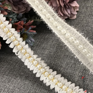 diy娃娃玩偶衣服花边 珍珠织带 手工订珠 织带串珠 3元1码
