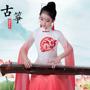女童汉服古筝水袖舞蹈演出服儿童中国风长笛钢琴长裙六一表演服装