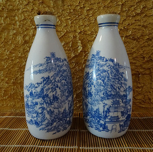 酒瓶收藏摆件青花瓷酒瓶工笔山水纹酒瓶复古梅瓶实物拍照单瓶价