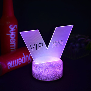 酒吧发光vip预留牌夜店led充电创意个性亚克力订位留座席位卡台灯
