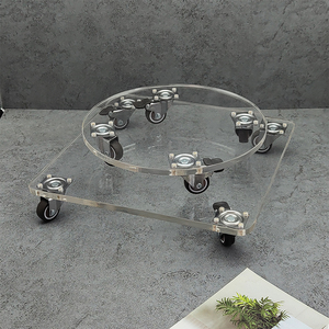 透明亚克力可移动花盆托盘带轮万向轮滚轮带滑轮底座花盘托架底盘