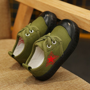 儿童迷彩鞋子 男童特种兵军训绿帆布2024新款解放红军六一表演出