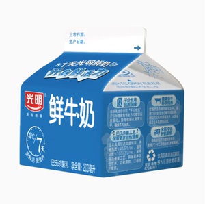 杭州光明牛奶配送新鲜屋纯鲜牛奶200ml巴氏杀菌冷藏每日送奶上门